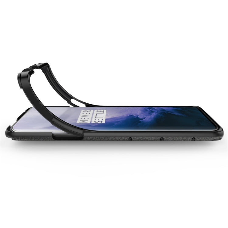 For OnePlus 7 Pro Litchi Texture PC + TPU Combination Case with Magnetic Ring Holder