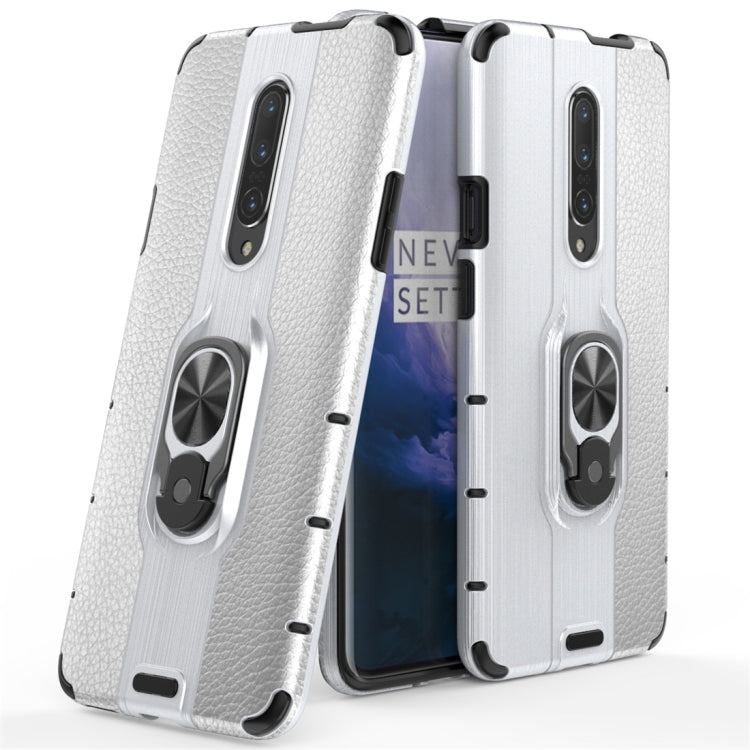 For OnePlus 7 Pro Litchi Texture PC + TPU Combination Case with Magnetic Ring Holder