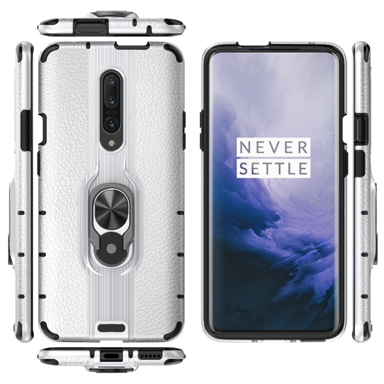 For OnePlus 7 Pro Litchi Texture PC + TPU Combination Case with Magnetic Ring Holder