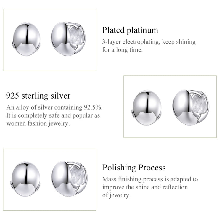 S925 Sterling Silver Simple Mirror Light Ear Buckle Women Earrings