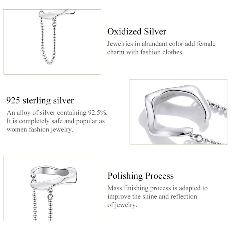 S925 Sterling Silver Chain Ear Bone Clip Women Earrings