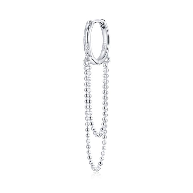 S925 Sterling Silver Tassel Long Bead Chain Ear Buckle Women Earrings