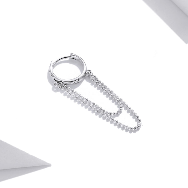 S925 Sterling Silver Tassel Long Bead Chain Ear Buckle Women Earrings