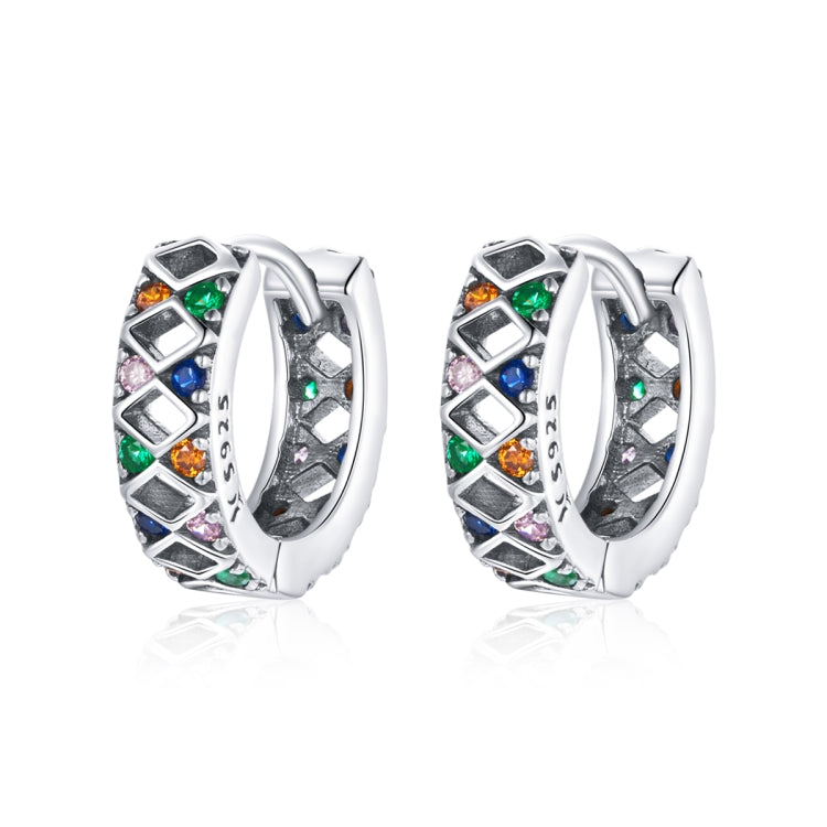 S925 Sterling Silver Simple Cube Hollow Women Earrings