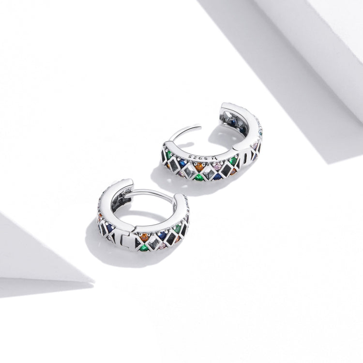 S925 Sterling Silver Simple Cube Hollow Women Earrings