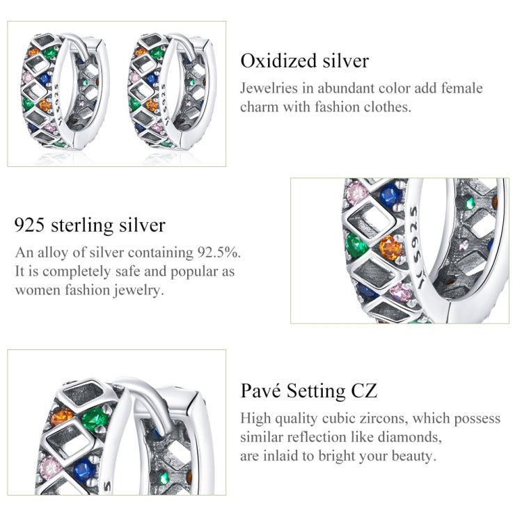 S925 Sterling Silver Simple Cube Hollow Women Earrings