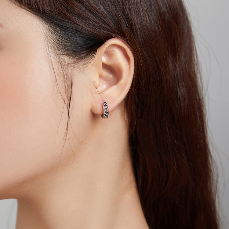 S925 Sterling Silver Simple Cube Hollow Women Earrings