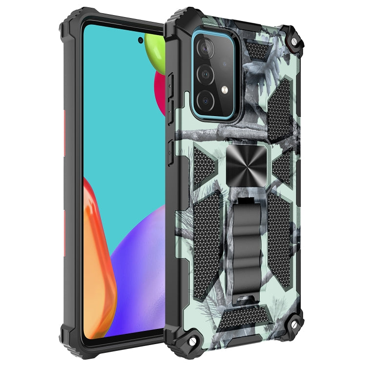 For Samsung Galaxy A52 4G / 5G Camouflage Armor Shockproof TPU + PC Magnetic Protective Case with Holder