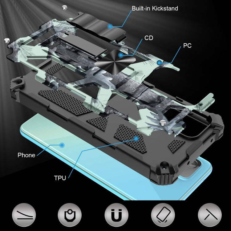 For Samsung Galaxy A52 4G / 5G Camouflage Armor Shockproof TPU + PC Magnetic Protective Case with Holder