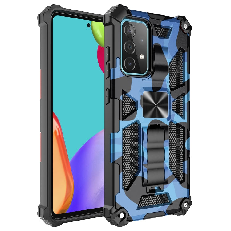 For Samsung Galaxy A52 4G / 5G Camouflage Armor Shockproof TPU + PC Magnetic Protective Case with Holder