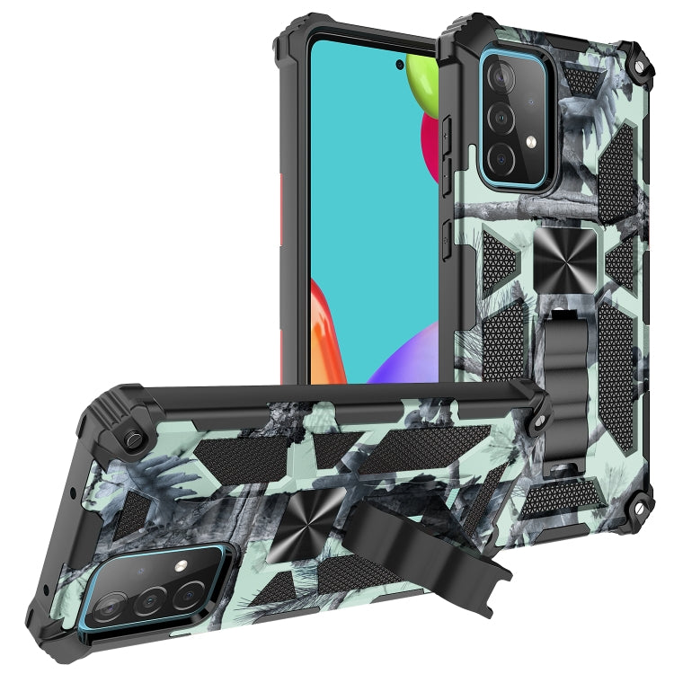 For Samsung Galaxy A72 4G / 5G Camouflage Armor Shockproof TPU + PC Magnetic Protective Case with Holder