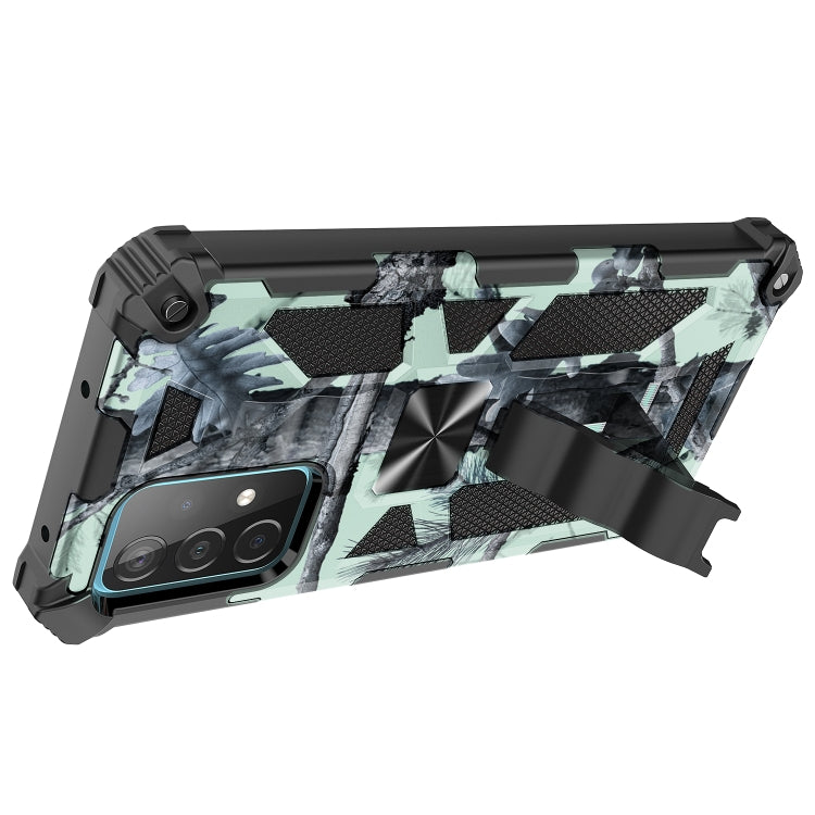 For Samsung Galaxy A72 4G / 5G Camouflage Armor Shockproof TPU + PC Magnetic Protective Case with Holder