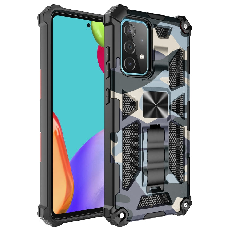 For Samsung Galaxy A72 4G / 5G Camouflage Armor Shockproof TPU + PC Magnetic Protective Case with Holder