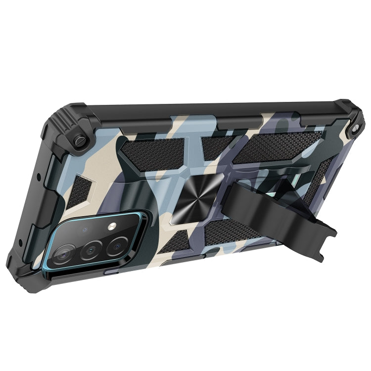 For Samsung Galaxy A72 4G / 5G Camouflage Armor Shockproof TPU + PC Magnetic Protective Case with Holder