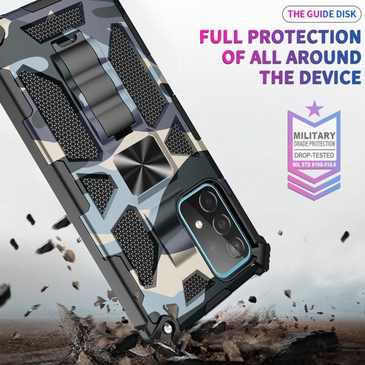 For Samsung Galaxy A72 4G / 5G Camouflage Armor Shockproof TPU + PC Magnetic Protective Case with Holder