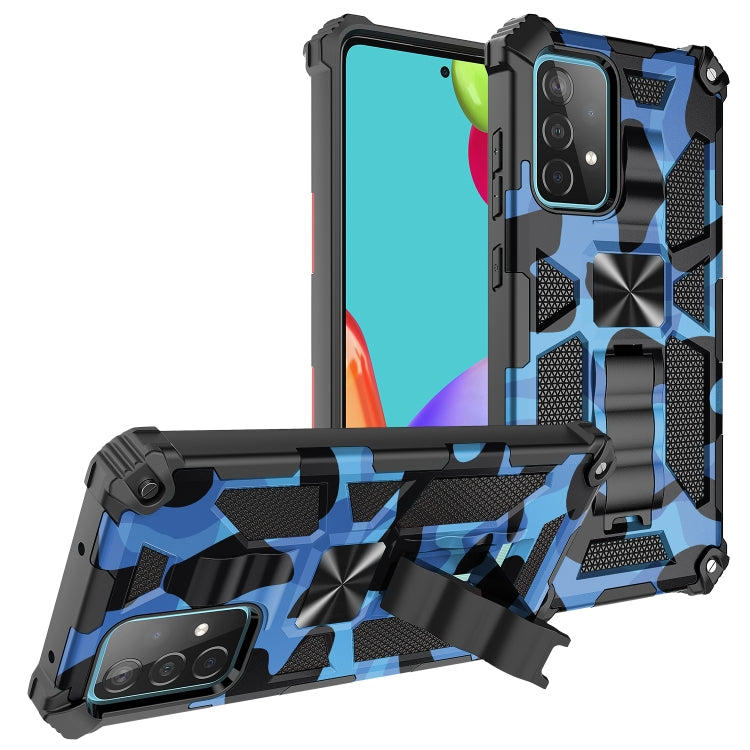 For Samsung Galaxy A72 4G / 5G Camouflage Armor Shockproof TPU + PC Magnetic Protective Case with Holder