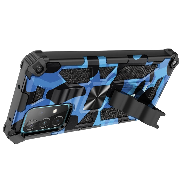 For Samsung Galaxy A72 4G / 5G Camouflage Armor Shockproof TPU + PC Magnetic Protective Case with Holder