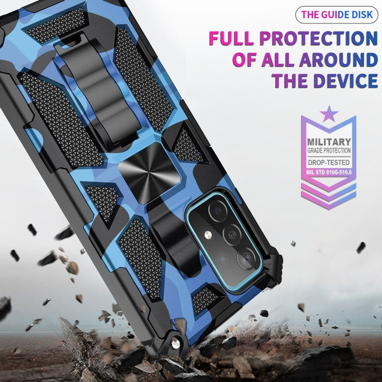For Samsung Galaxy A72 4G / 5G Camouflage Armor Shockproof TPU + PC Magnetic Protective Case with Holder