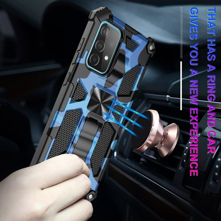 For Samsung Galaxy A72 4G / 5G Camouflage Armor Shockproof TPU + PC Magnetic Protective Case with Holder