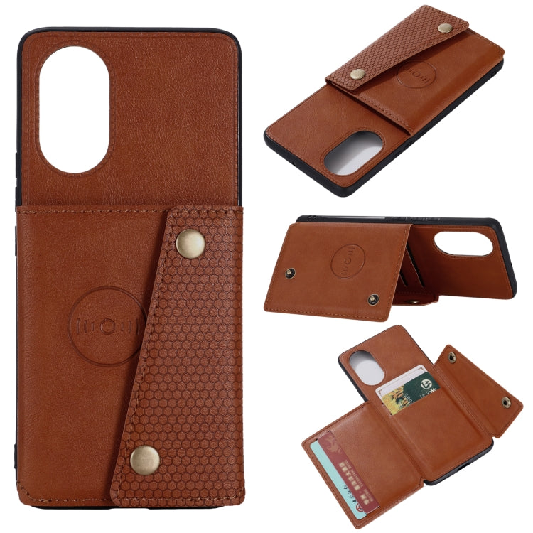 For Huawei Nova 8 Pro 5G Double Buckle PU + TPU Shockproof Magnetic Protective Case with Card Slots & Holder