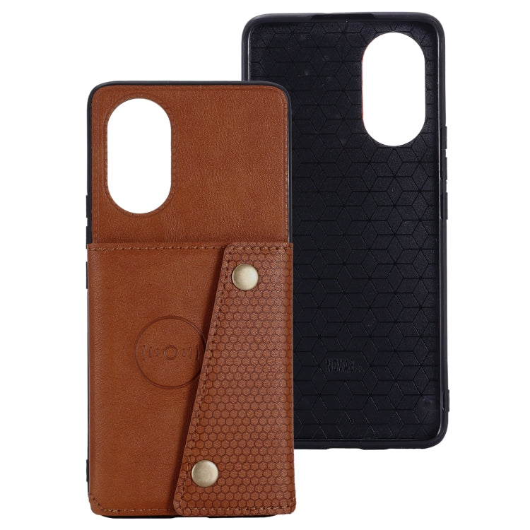 For Huawei Nova 8 Pro 5G Double Buckle PU + TPU Shockproof Magnetic Protective Case with Card Slots & Holder