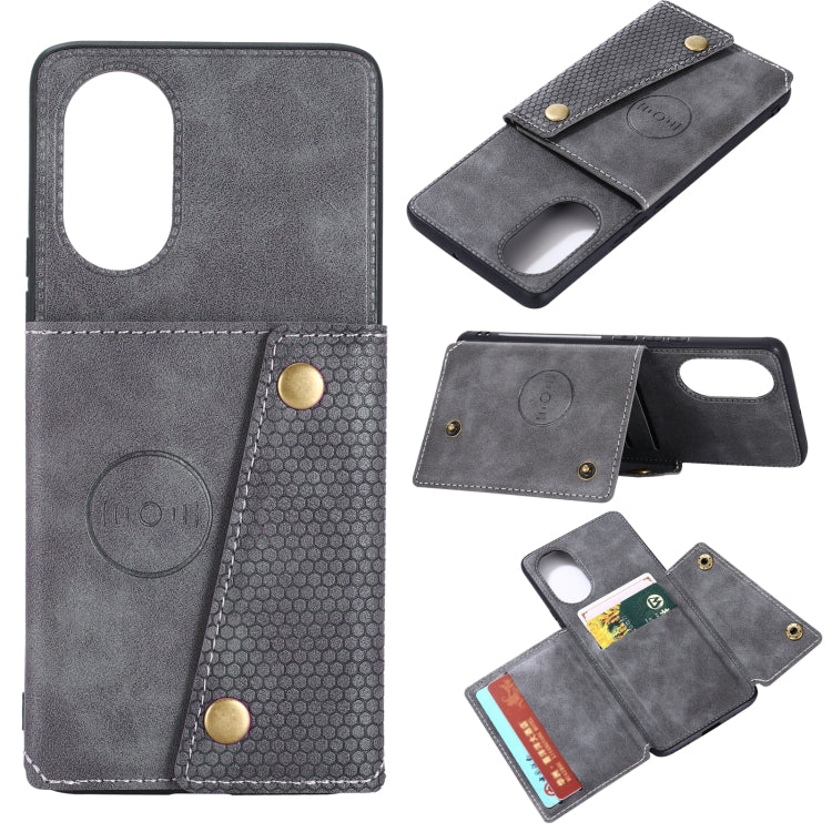 For Huawei Nova 8 Pro 5G Double Buckle PU + TPU Shockproof Magnetic Protective Case with Card Slots & Holder