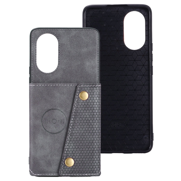 For Huawei Nova 8 Pro 5G Double Buckle PU + TPU Shockproof Magnetic Protective Case with Card Slots & Holder
