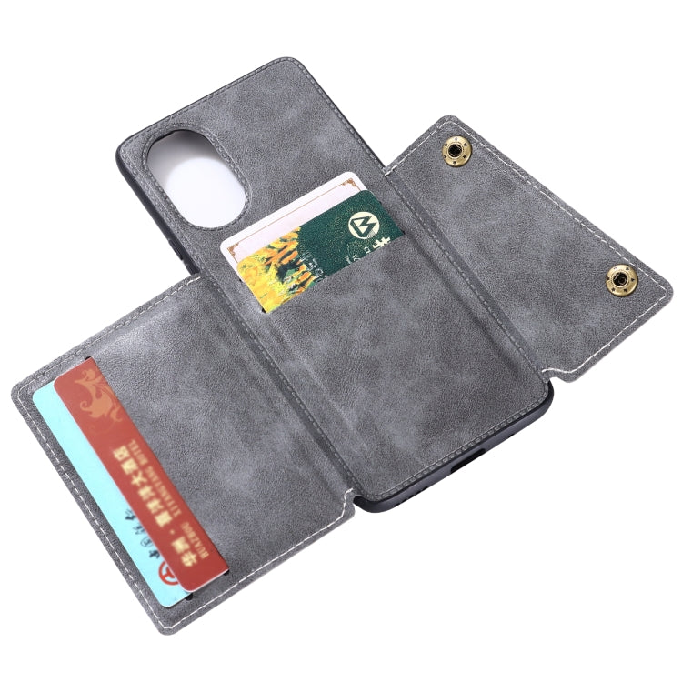 For Huawei Nova 8 Pro 5G Double Buckle PU + TPU Shockproof Magnetic Protective Case with Card Slots & Holder