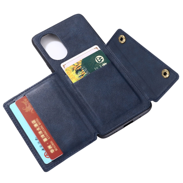 For Huawei Nova 8 Pro 5G Double Buckle PU + TPU Shockproof Magnetic Protective Case with Card Slots & Holder