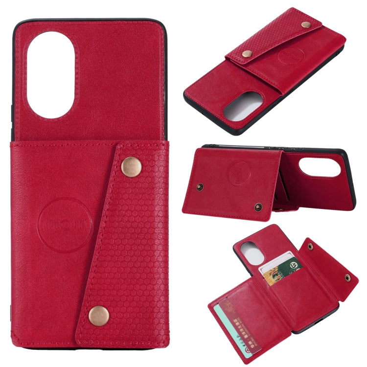 For Huawei Nova 8 Pro 5G Double Buckle PU + TPU Shockproof Magnetic Protective Case with Card Slots & Holder