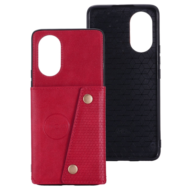 For Huawei Nova 8 Pro 5G Double Buckle PU + TPU Shockproof Magnetic Protective Case with Card Slots & Holder