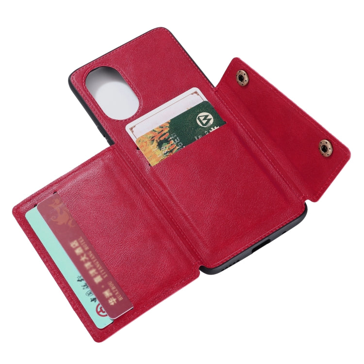 For Huawei Nova 8 Pro 5G Double Buckle PU + TPU Shockproof Magnetic Protective Case with Card Slots & Holder