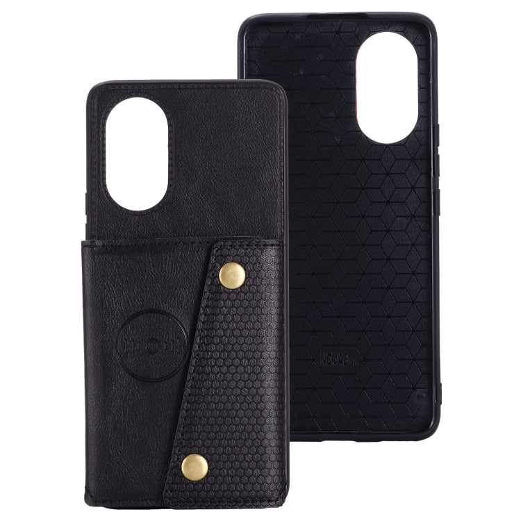 For Huawei Nova 8 Pro 5G Double Buckle PU + TPU Shockproof Magnetic Protective Case with Card Slots & Holder