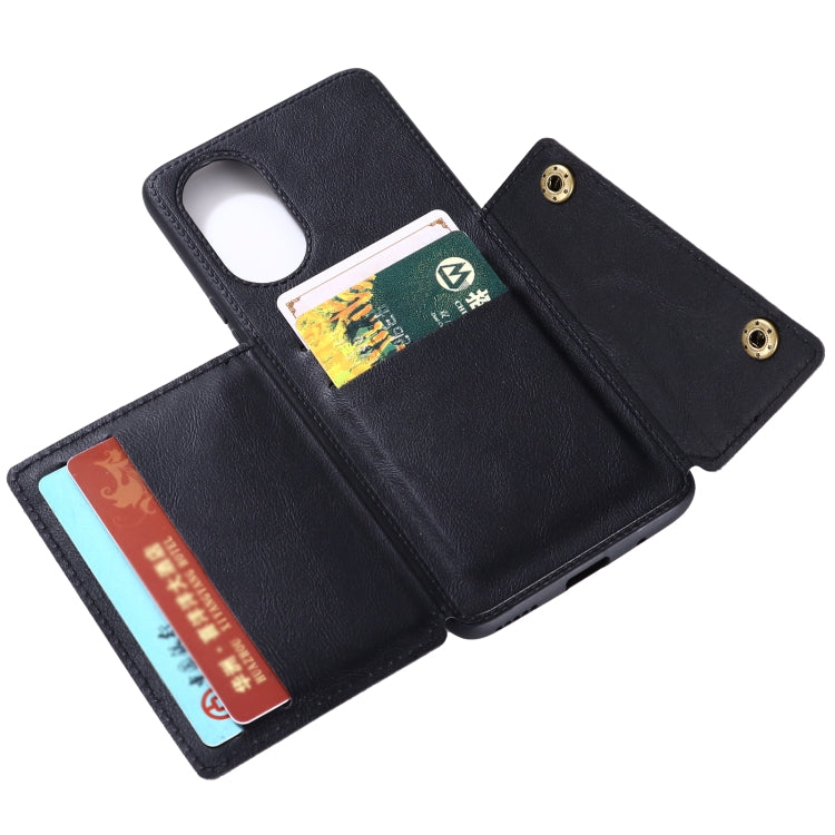 For Huawei Nova 8 Pro 5G Double Buckle PU + TPU Shockproof Magnetic Protective Case with Card Slots & Holder