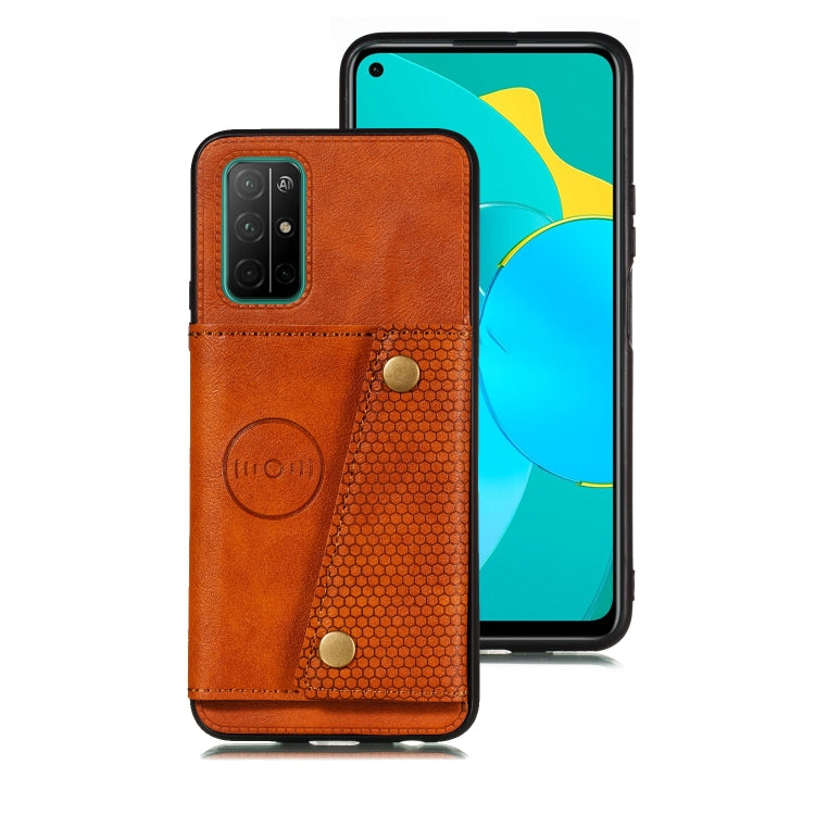 For Samsung Galaxy A32 5G Double Buckle PU + TPU Shockproof Magnetic Protective Case with Card Slots & Holder