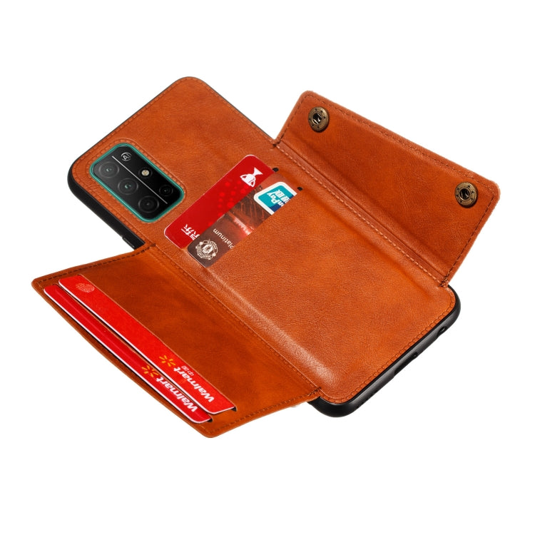 For Samsung Galaxy A32 5G Double Buckle PU + TPU Shockproof Magnetic Protective Case with Card Slots & Holder