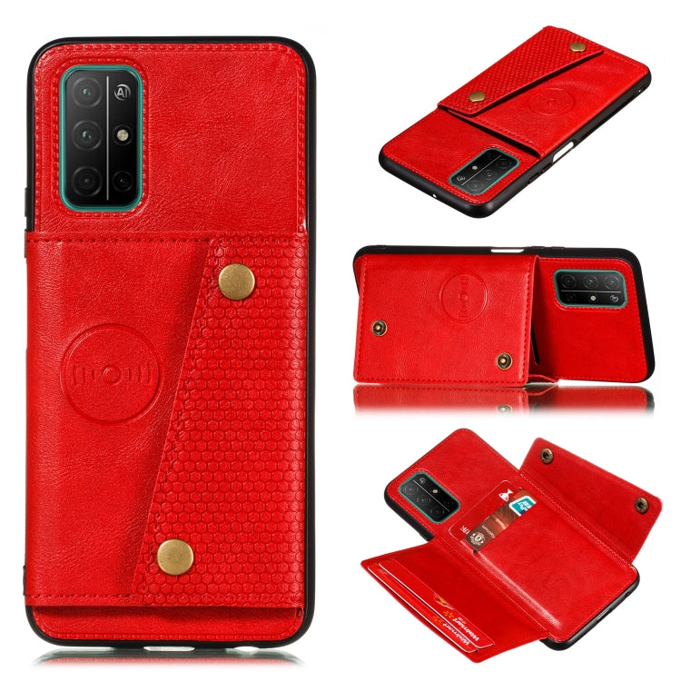 For Samsung Galaxy A32 5G Double Buckle PU + TPU Shockproof Magnetic Protective Case with Card Slots & Holder
