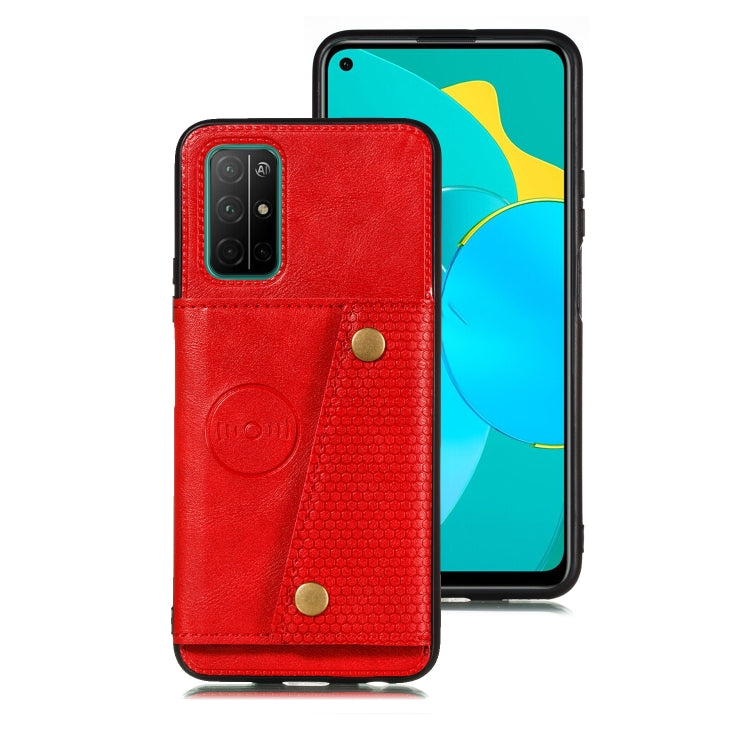 For Samsung Galaxy A32 5G Double Buckle PU + TPU Shockproof Magnetic Protective Case with Card Slots & Holder