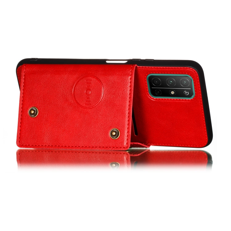 For Samsung Galaxy A32 5G Double Buckle PU + TPU Shockproof Magnetic Protective Case with Card Slots & Holder