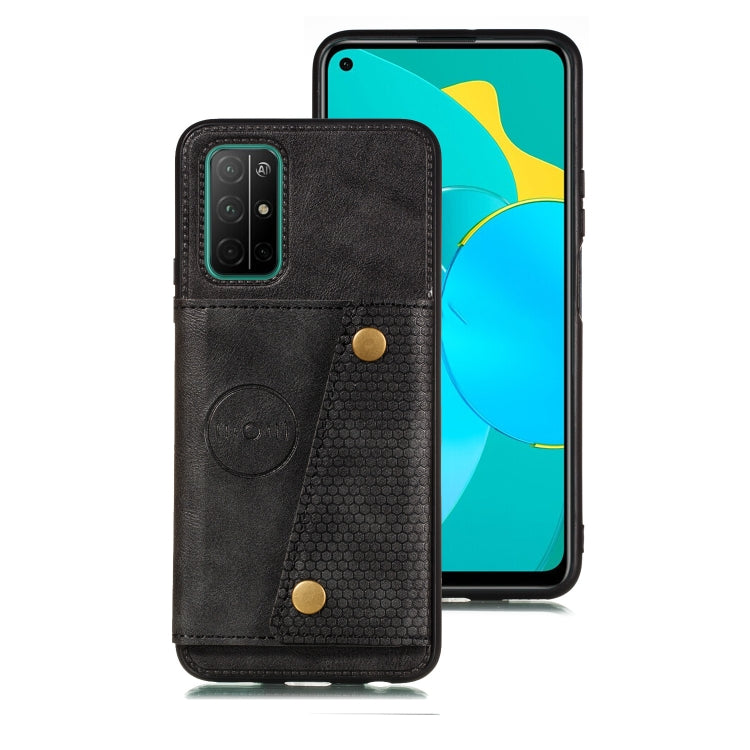 For Samsung Galaxy A32 5G Double Buckle PU + TPU Shockproof Magnetic Protective Case with Card Slots & Holder