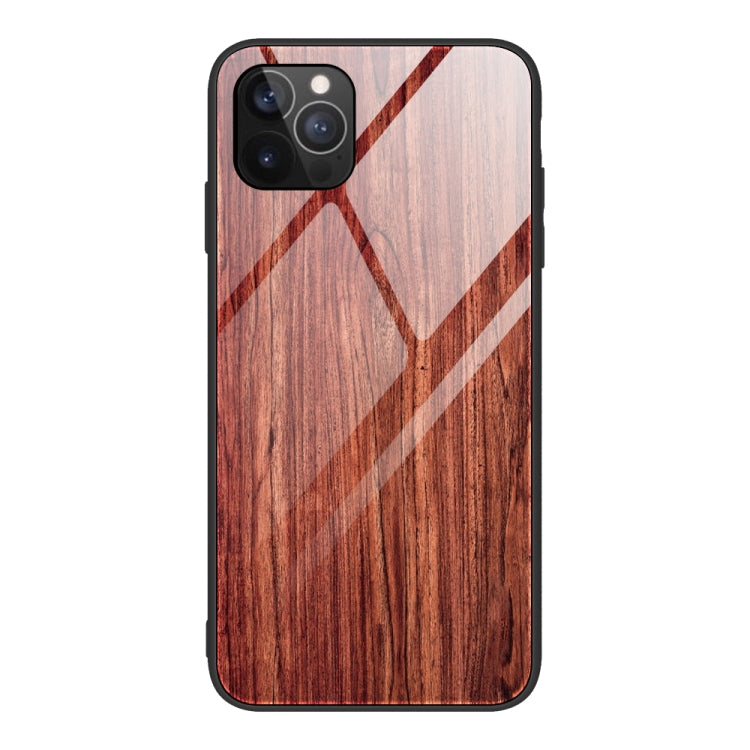 For iPhone 12 mini Wood Grain Tempered Glass + TPU Shockproof Case
