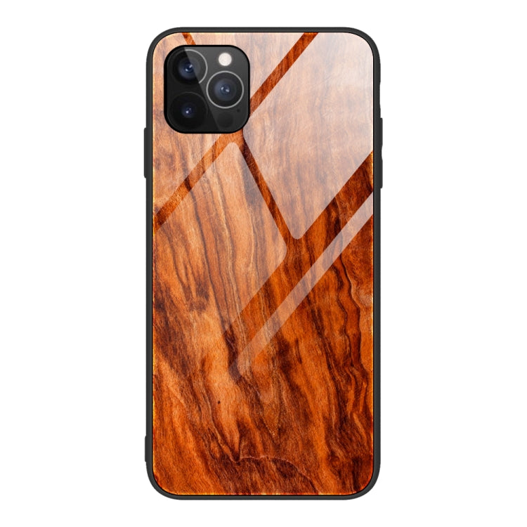 For iPhone 12 mini Wood Grain Tempered Glass + TPU Shockproof Case