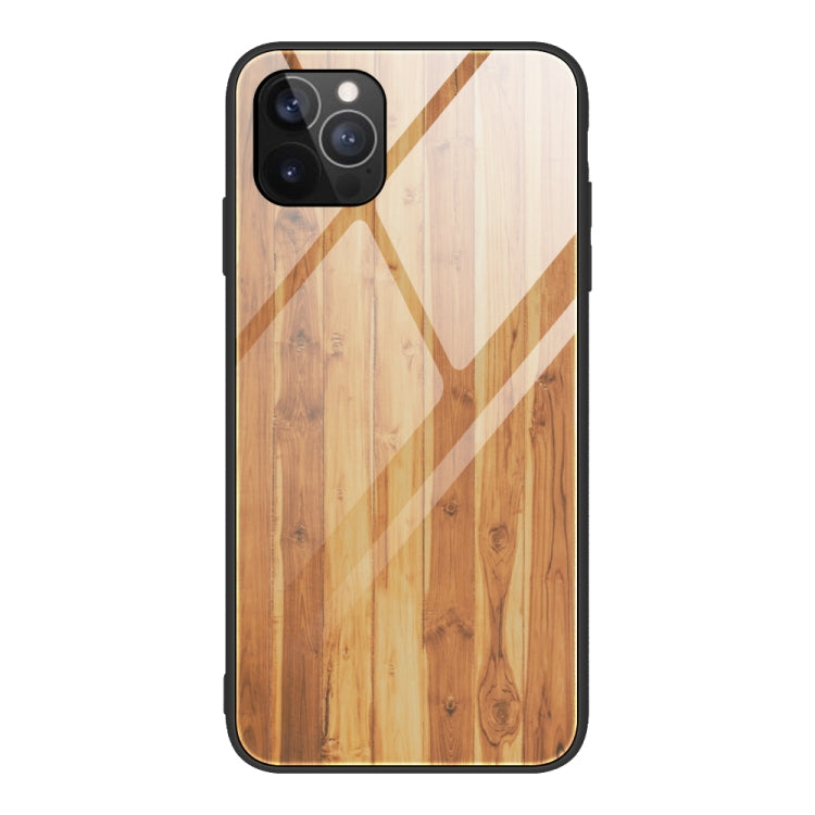 For iPhone 12 / 12 Pro Wood Grain Tempered Glass + TPU Shockproof Case