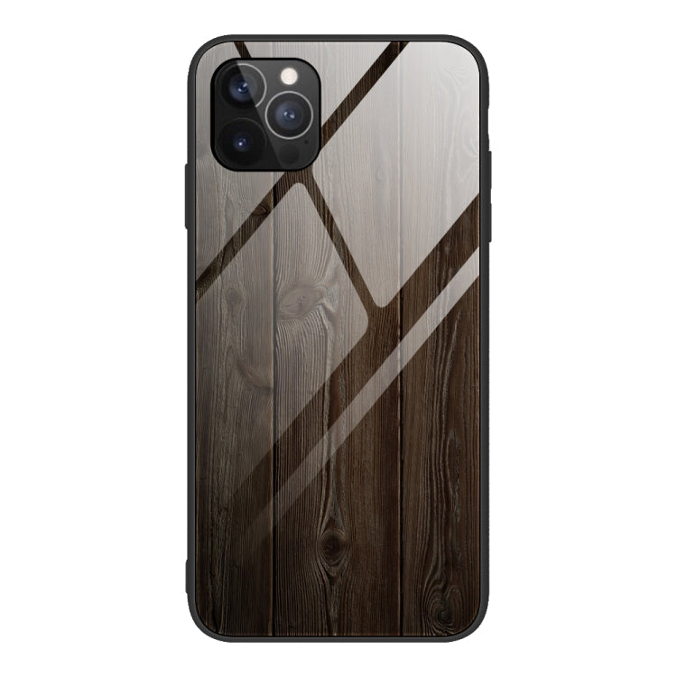For iPhone 12 Pro Max Wood Grain Tempered Glass + TPU Shockproof Case