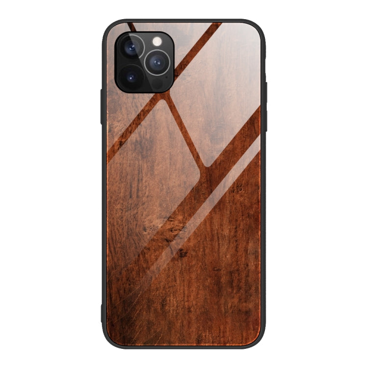 For iPhone 12 Pro Max Wood Grain Tempered Glass + TPU Shockproof Case