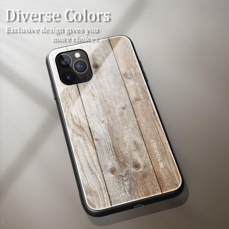For iPhone 12 Pro Max Wood Grain Tempered Glass + TPU Shockproof Case