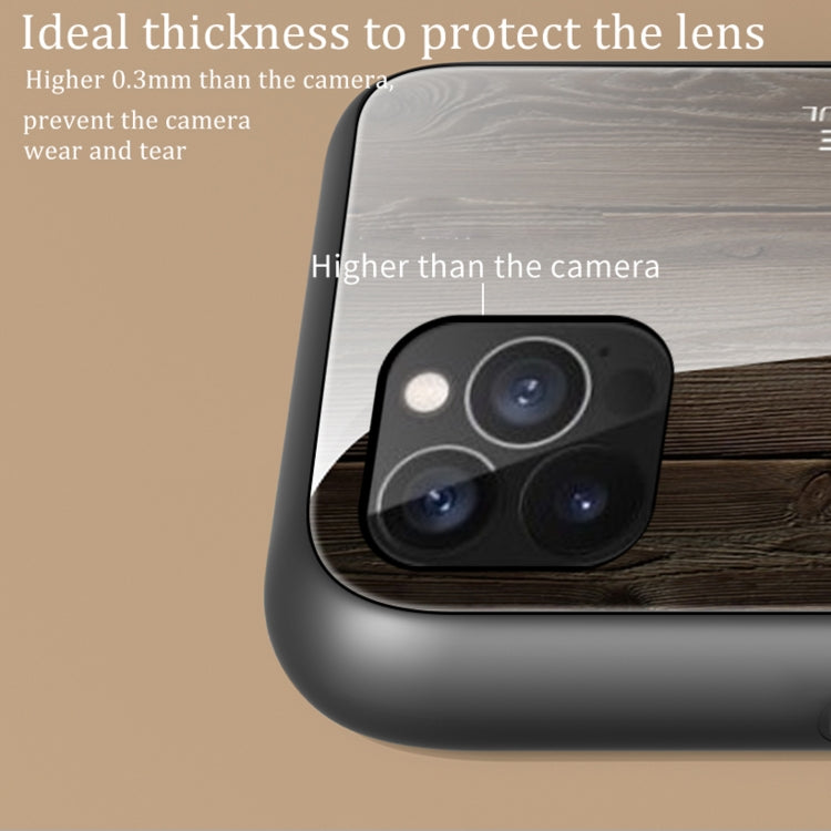 For iPhone 12 Pro Max Wood Grain Tempered Glass + TPU Shockproof Case