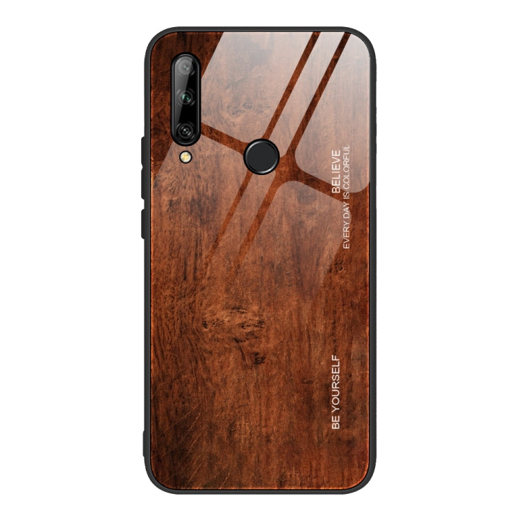 For Huawei Enjoy 10 Plus Wood Grain Tempered Glass + TPU Shockproof Case