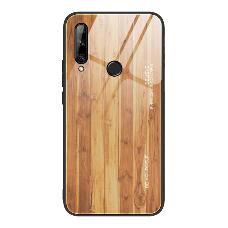 For Huawei Enjoy 10 Plus Wood Grain Tempered Glass + TPU Shockproof Case