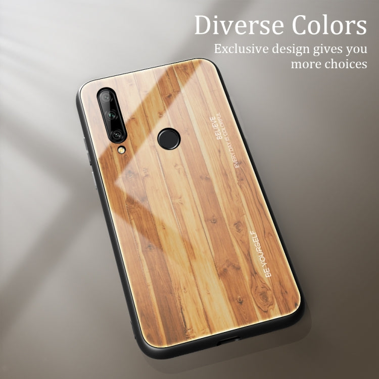 For Huawei Enjoy 10 Plus Wood Grain Tempered Glass + TPU Shockproof Case